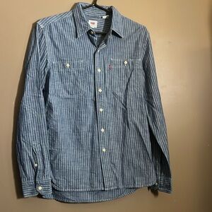 😄Levi’s pin striped dress shirt cotton buttons B8